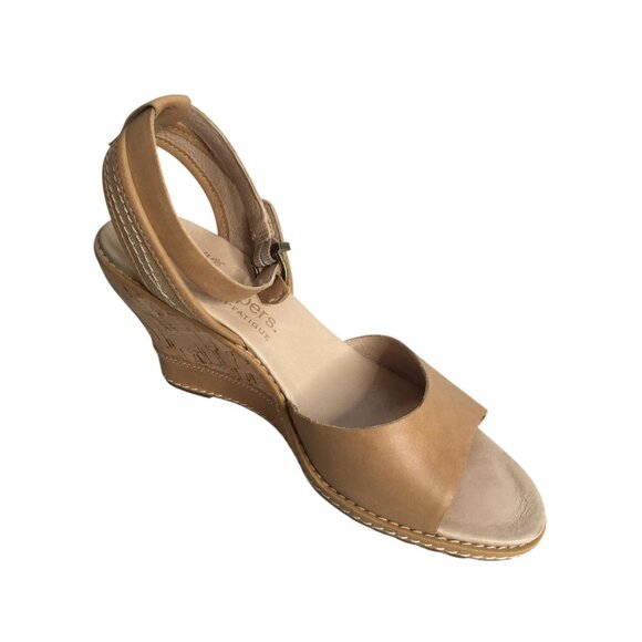 Timberland Earthkeepers Sandals Womens 7.5 Tan Wedge Cork Anti Fatigue Leather - Picture 6 of 14